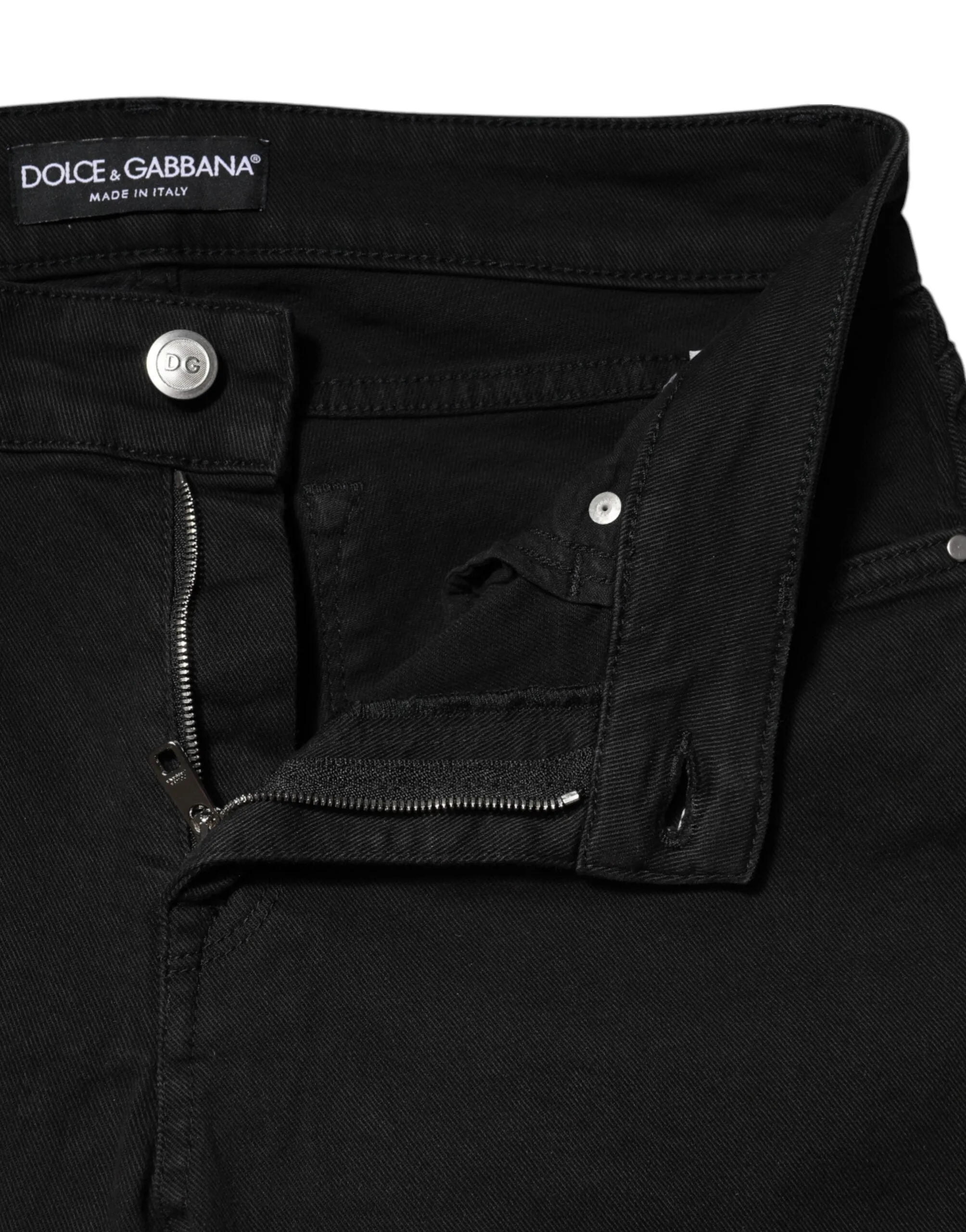 Dolce & Gabbana Black Cotton Skinny Mid Waist Denim Jeans sold by Siebentaschen product image thumbnail 4