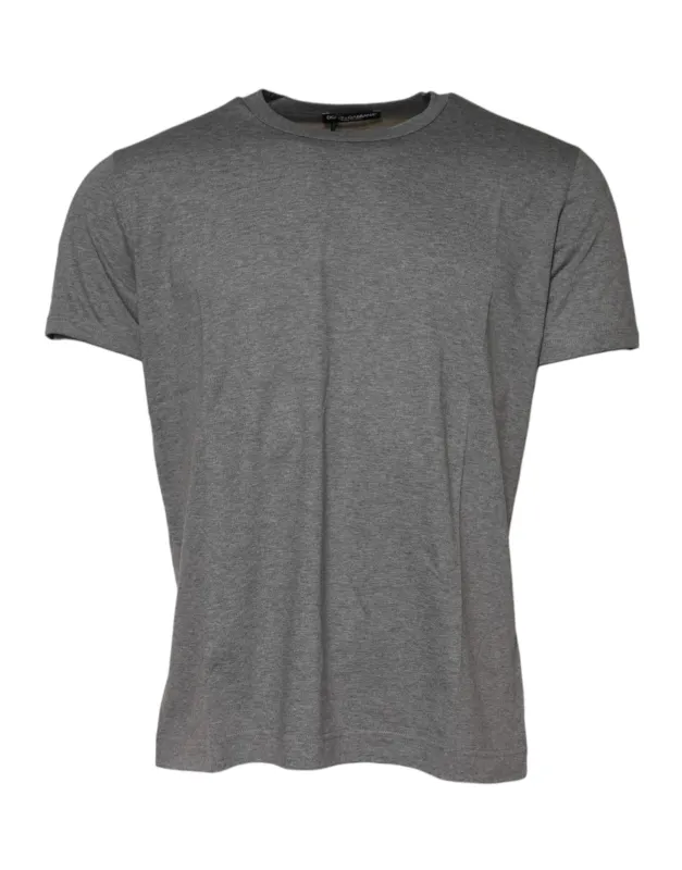 Dolce & Gabbana Gray Cotton Crew Neck Short Sleeves T-shirt sold by Siebentaschen