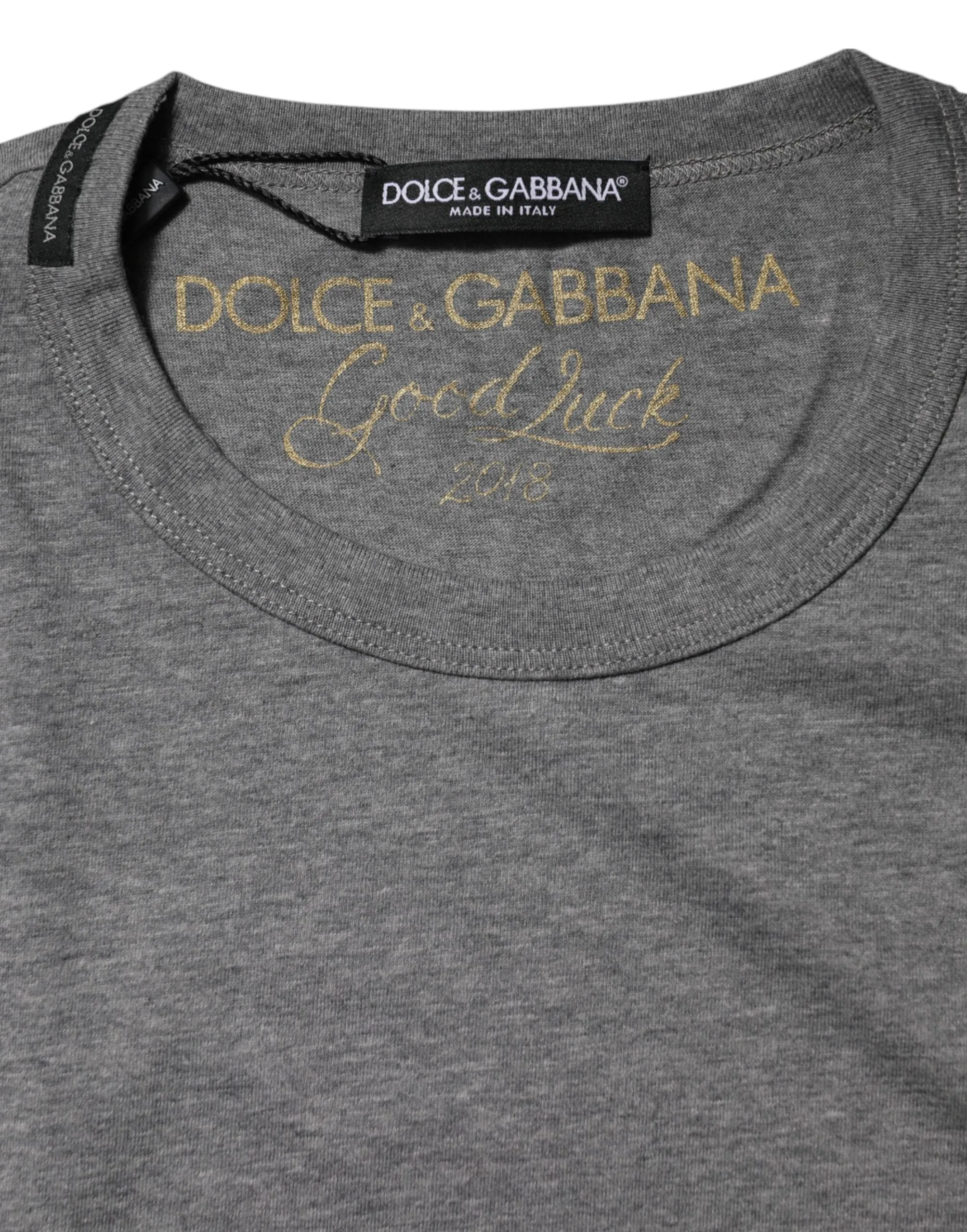 Dolce & Gabbana Gray Cotton Crew Neck Short Sleeves T-shirt sold by Siebentaschen product image thumbnail 4