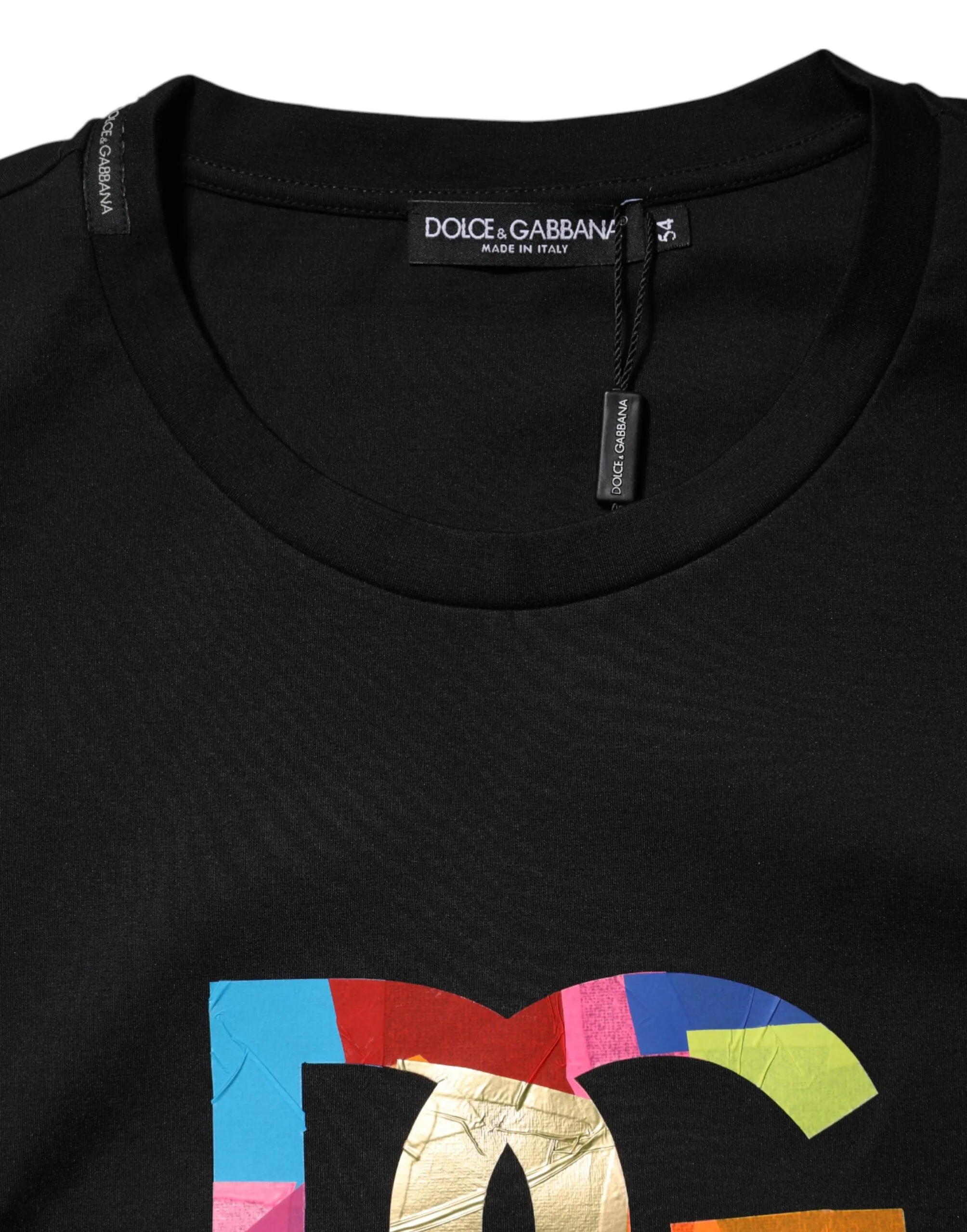 Dolce & Gabbana Black DG Logo Print Cotton Crew Neck T-shirt sold by Siebentaschen product image thumbnail 4