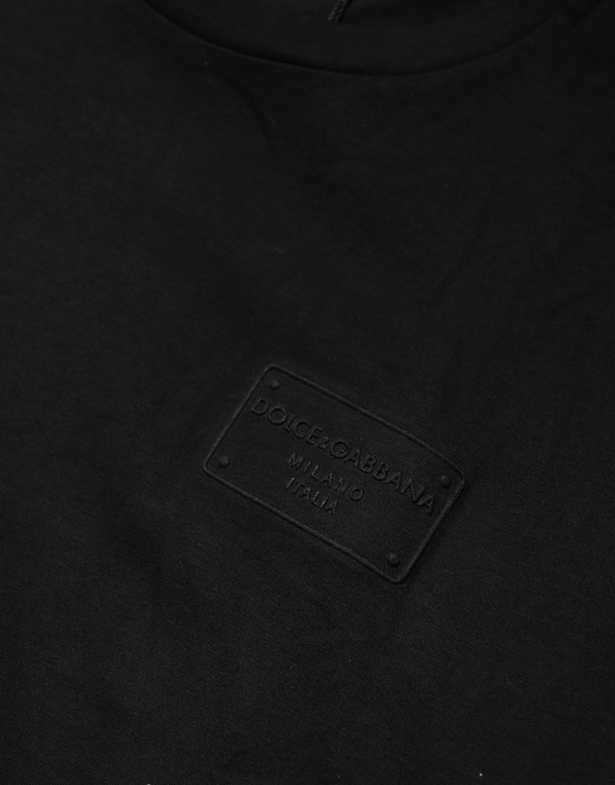 Dolce & Gabbana Black Logo Plaque Cotton Crew Neck T-shirt sold by Siebentaschen product image thumbnail 5