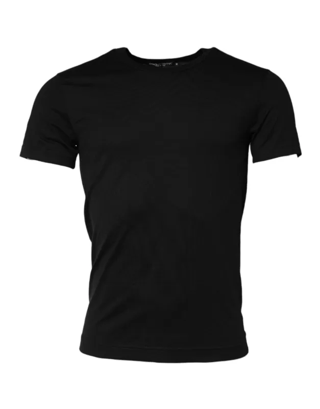 Dolce & Gabbana Black Cotton Crewneck Short Sleeves T-shirt sold by Siebentaschen