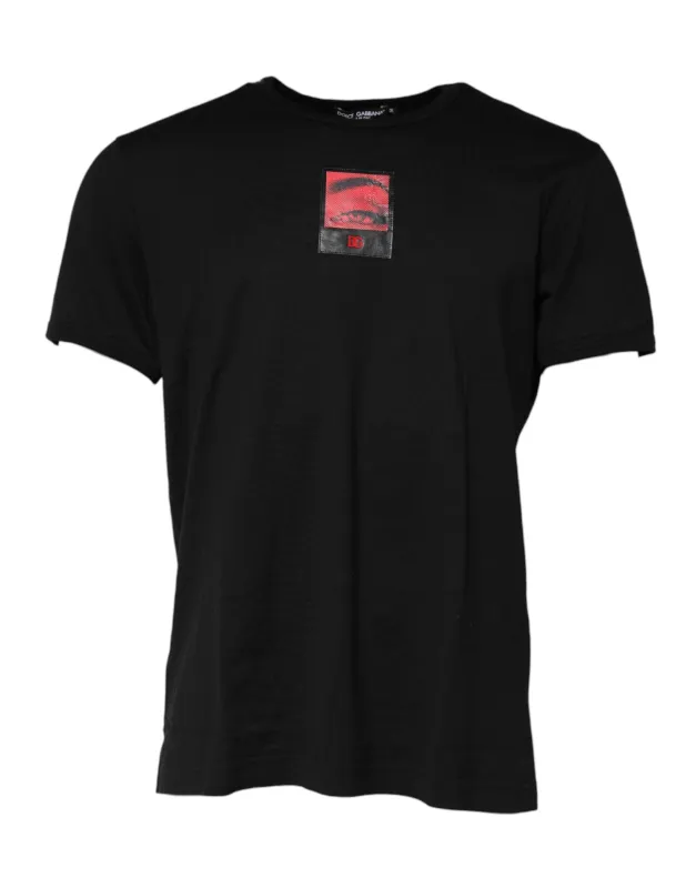 Dolce & Gabbana Black Eye Print Cotton Men Crew Neck T-shirt sold by Siebentaschen