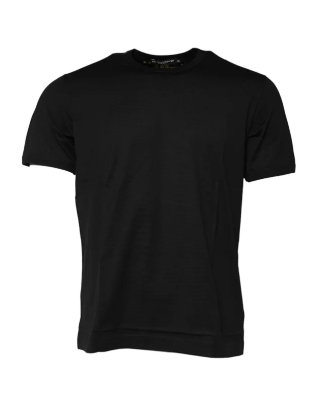 Dolce & Gabbana Black Cotton Logo Print Crew Neck T-shirt sold by Siebentaschen