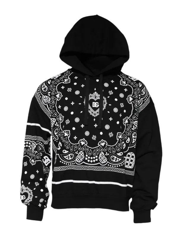 Dolce & Gabbana Black Bandana Hooded Men Sweatshirt Sweater sold by Siebentaschen