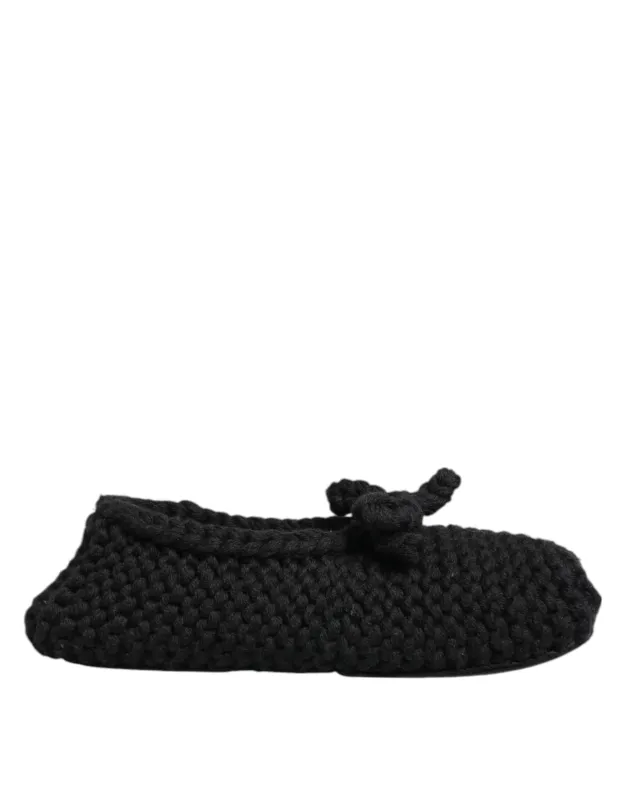 Dolce & Gabbana Black Wool Knit Slip On Ballerina Flats Shoes sold by Siebentaschen