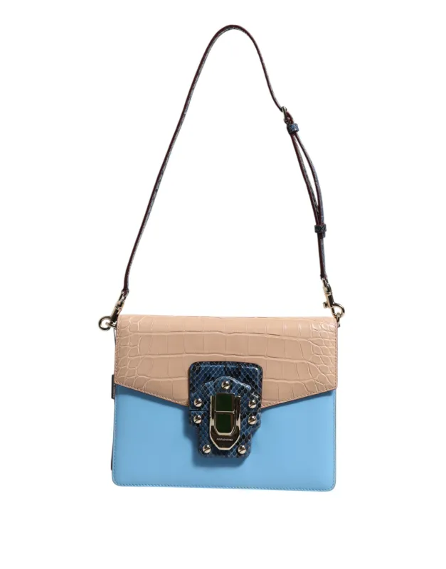 Dolce & Gabbana Blue Beige Exotic Leather LUCIA Crossbody Bag sold by Siebentaschen
