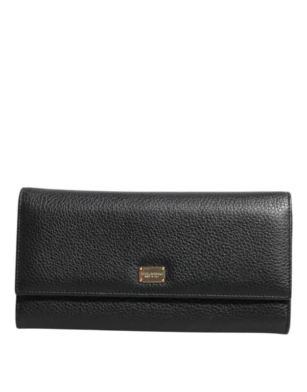 Dolce & Gabbana Black Leather Trifold Logo Plaque Card Holder Wallet sold by Siebentaschen