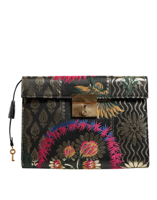 Dolce & Gabbana Multicolor Jacquard Floral Document Briefcase Bag sold by Siebentaschen