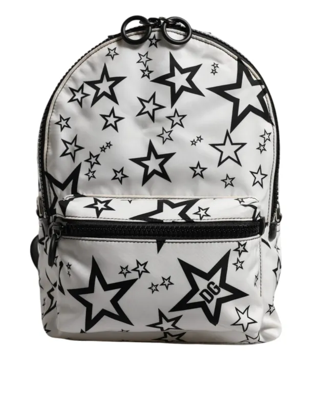 Dolce & Gabbana White DG Stars Print Nylon Travel Backpack Bag sold by Siebentaschen