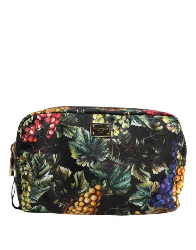 Dolce & Gabbana Multicolor Grape Print Clutch Logo Plaque Pouch Bag sold by Siebentaschen