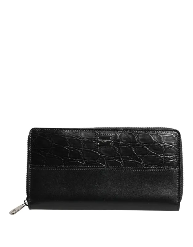 Dolce & Gabbana Black Leather Logo Plaque Zip Around Continental Wallet sold by Siebentaschen