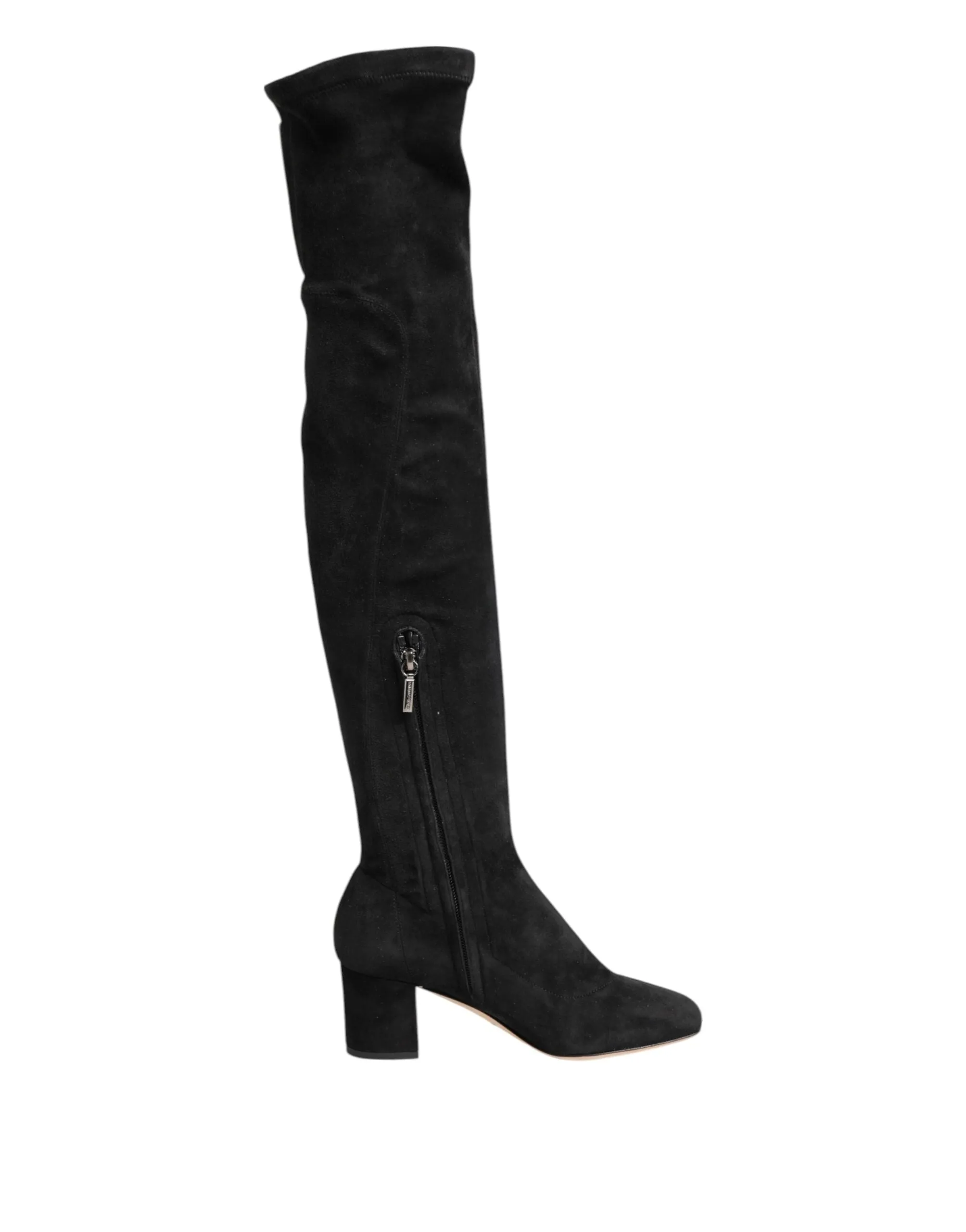 Dolce & Gabbana Black Suede Leather Knee High Boots Shoes sold by Siebentaschen
