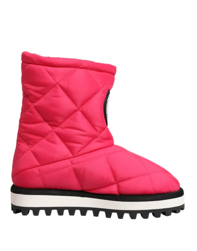 Dolce & Gabbana Pink White Viscose Padded Mid Calf Boots Shoes sold by Siebentaschen