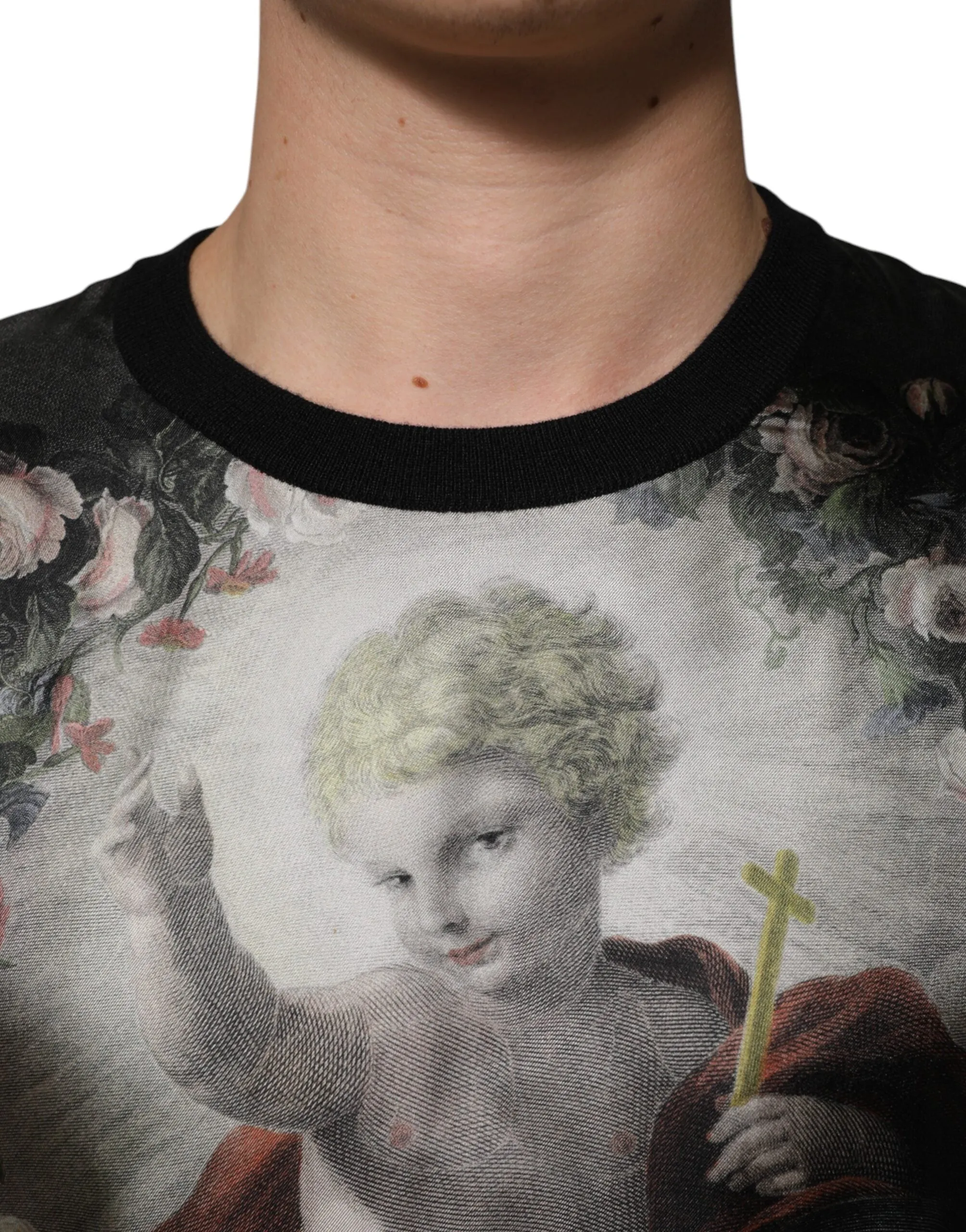 Dolce & Gabbana Black Cashmere Cherub Print Baroque Sweater sold by Siebentaschen product image thumbnail 5