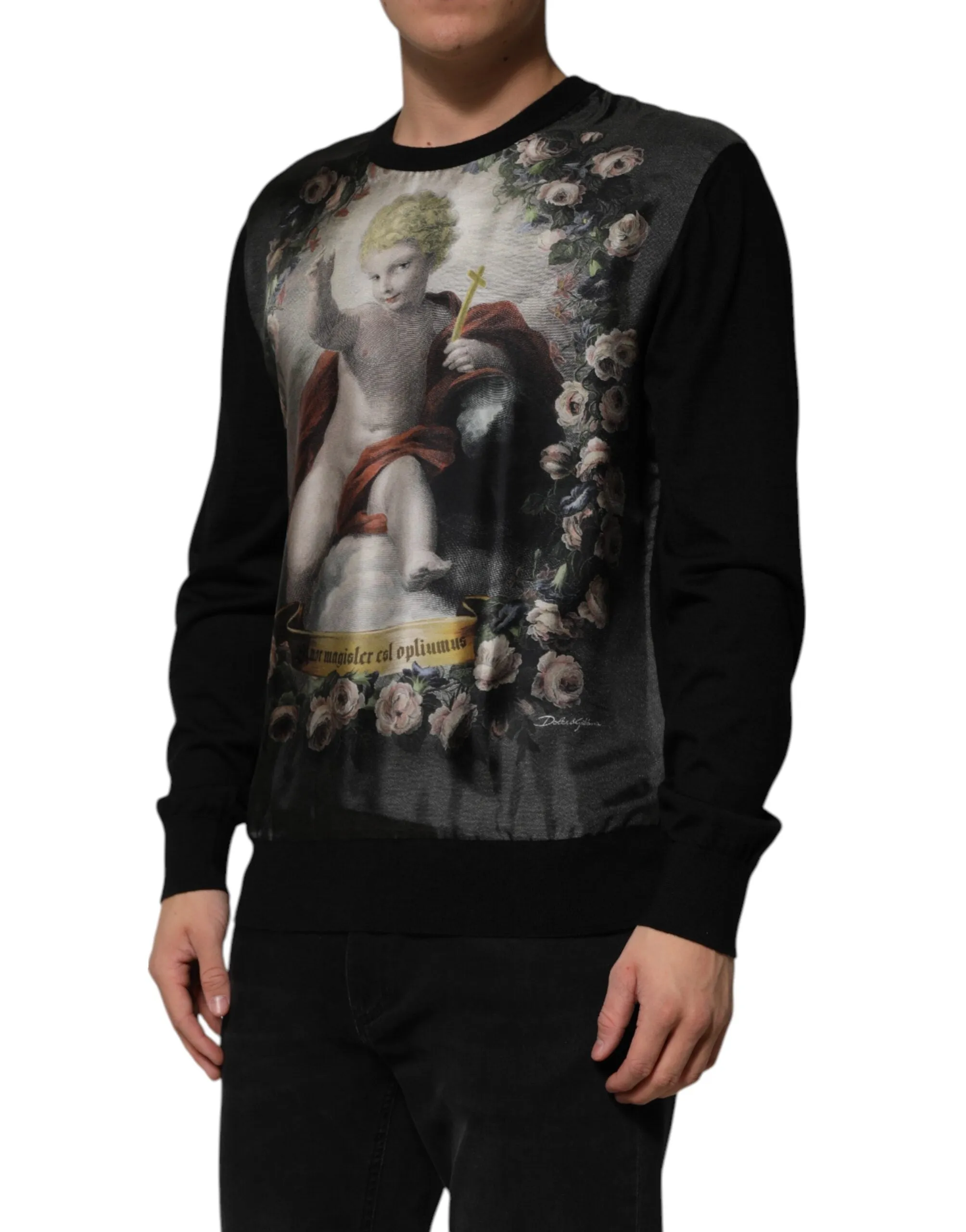 Dolce & Gabbana Black Cashmere Cherub Print Baroque Sweater sold by Siebentaschen product image thumbnail 3