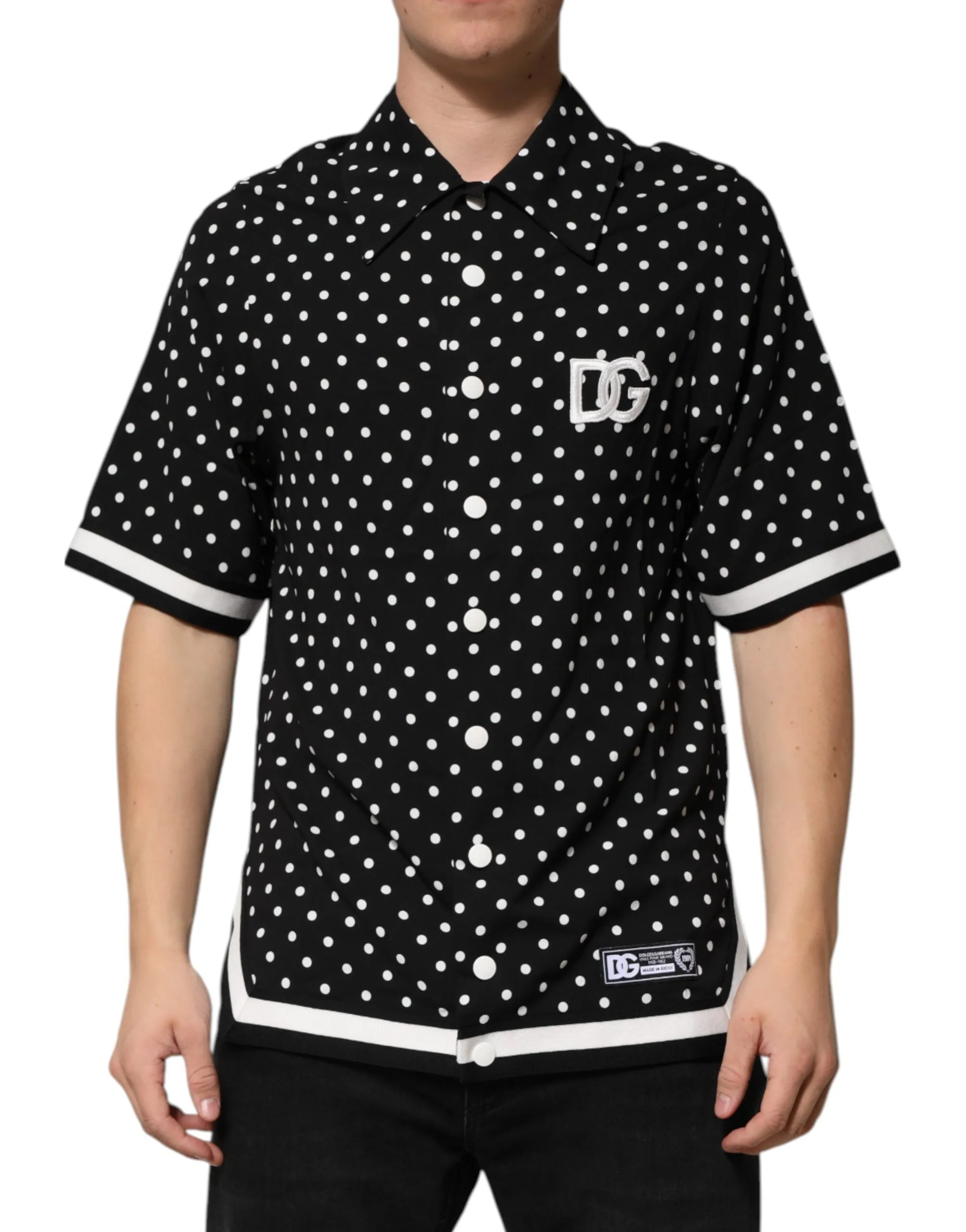 Dolce & Gabbana Black Polka Dot Short Sleeves Collared Polo T-shirt sold by Siebentaschen product image thumbnail 2
