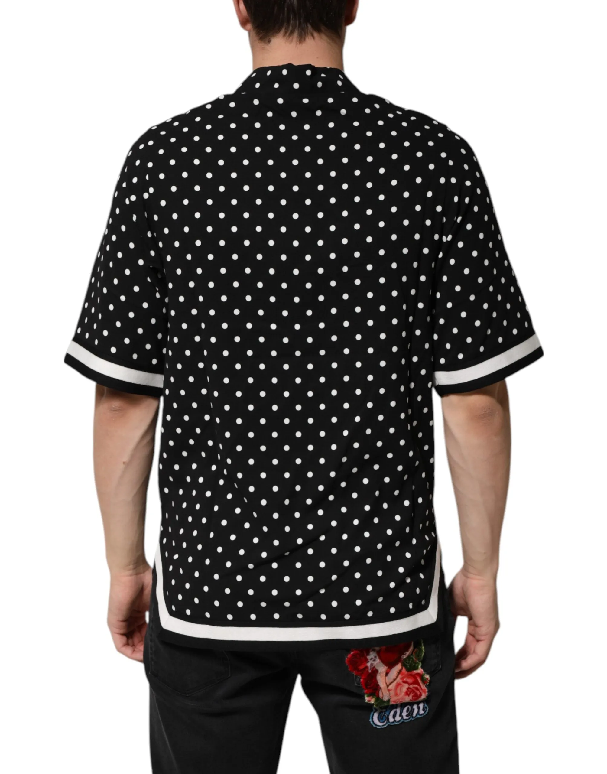 Dolce & Gabbana Black Polka Dot Short Sleeves Collared Polo T-shirt sold by Siebentaschen product image thumbnail 4