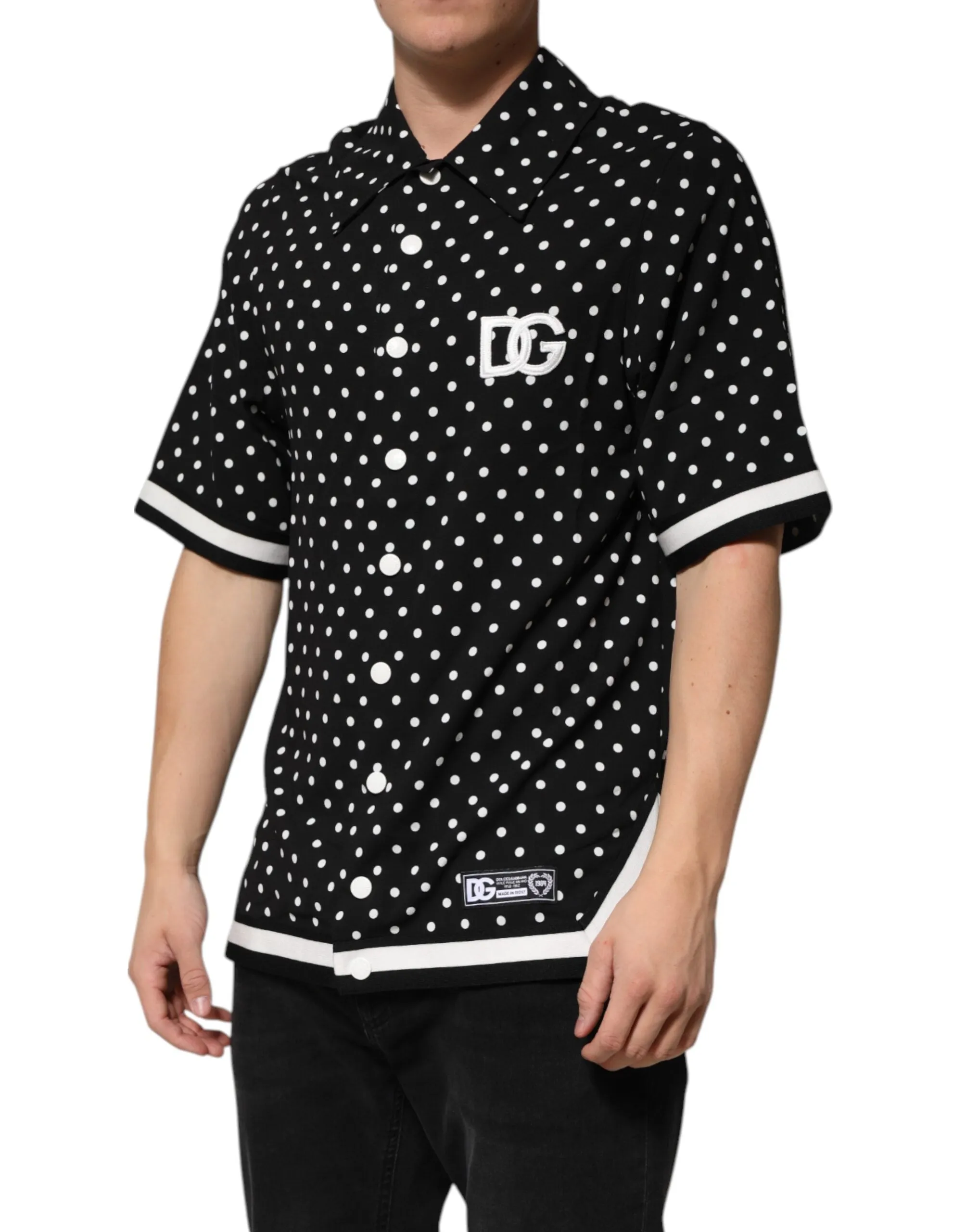 Dolce & Gabbana Black Polka Dot Short Sleeves Collared Polo T-shirt sold by Siebentaschen product image thumbnail 3