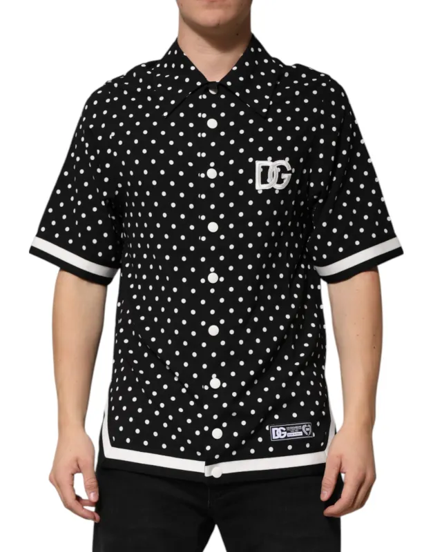 Dolce & Gabbana Black Polka Dot Short Sleeves Collared Polo T-shirt sold by Siebentaschen