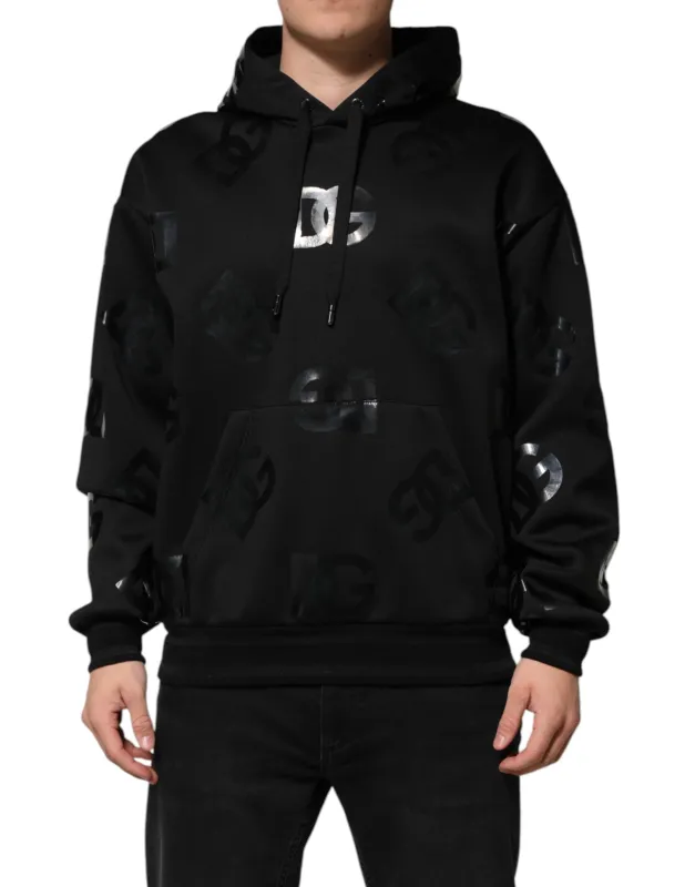 Dolce & Gabbana Black DG Logo Hoodie Metallic Print Sweater sold by Siebentaschen