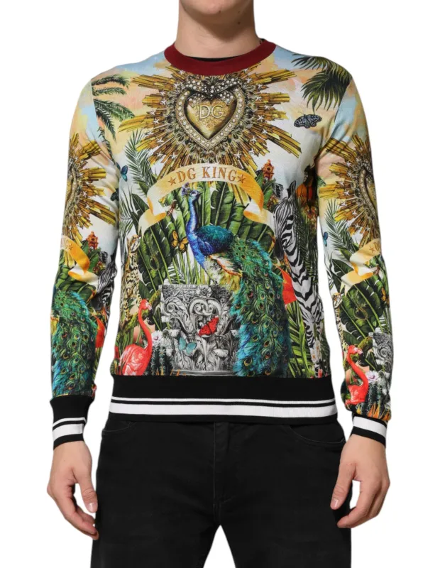 Dolce & Gabbana Tropical Heart Crown Silk Pullover Sweater sold by Siebentaschen