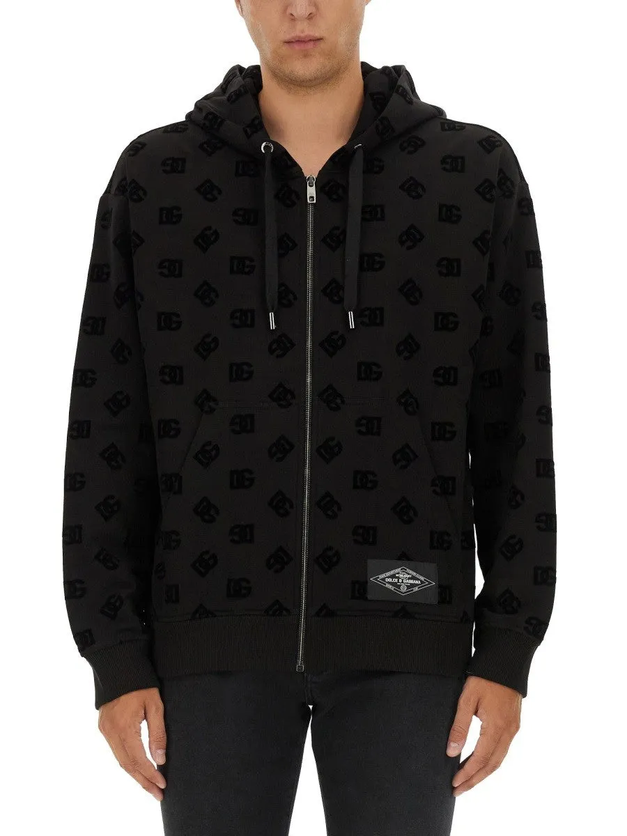Dolce & Gabbana SWEATSHIRT WITH ALLOVER LOGO sold by Siebentaschen