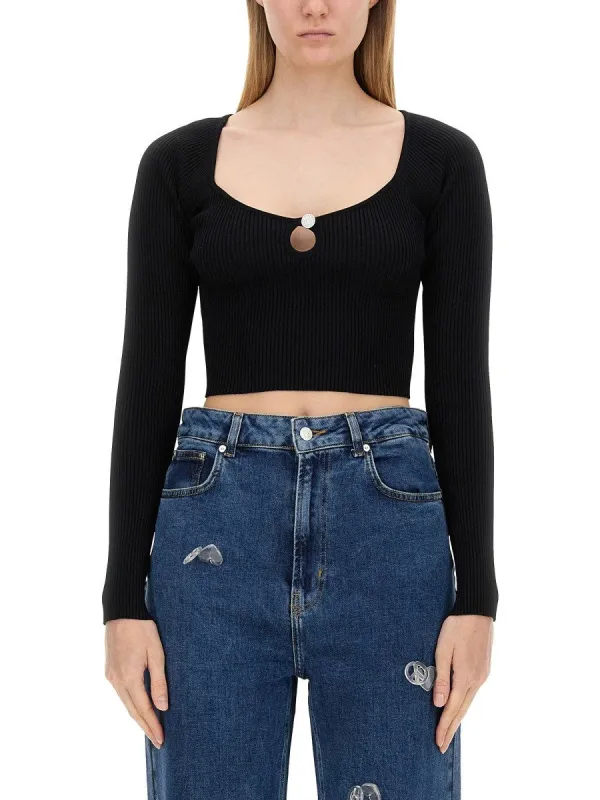 MOSCHINO JEANS RIBBED CROP TOP sold by Siebentaschen
