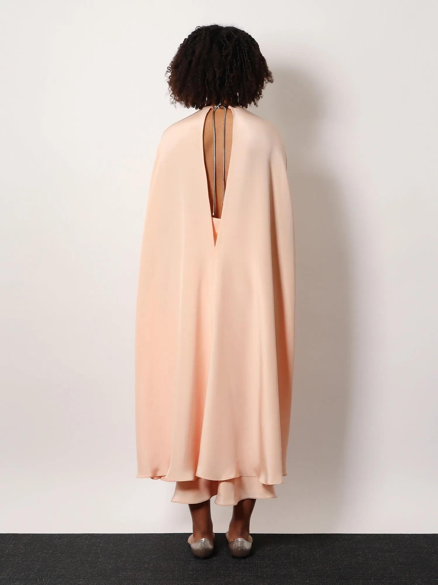 Max Mara Managua silk long dress with silk cape and metal detail sold by Siebentaschen product image thumbnail 3