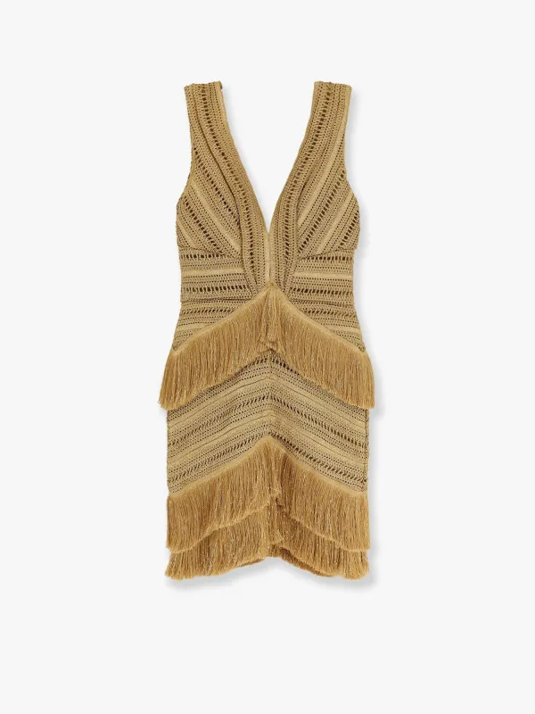 PATBO Pampas mini dress with embroidery and fringes sold by Siebentaschen