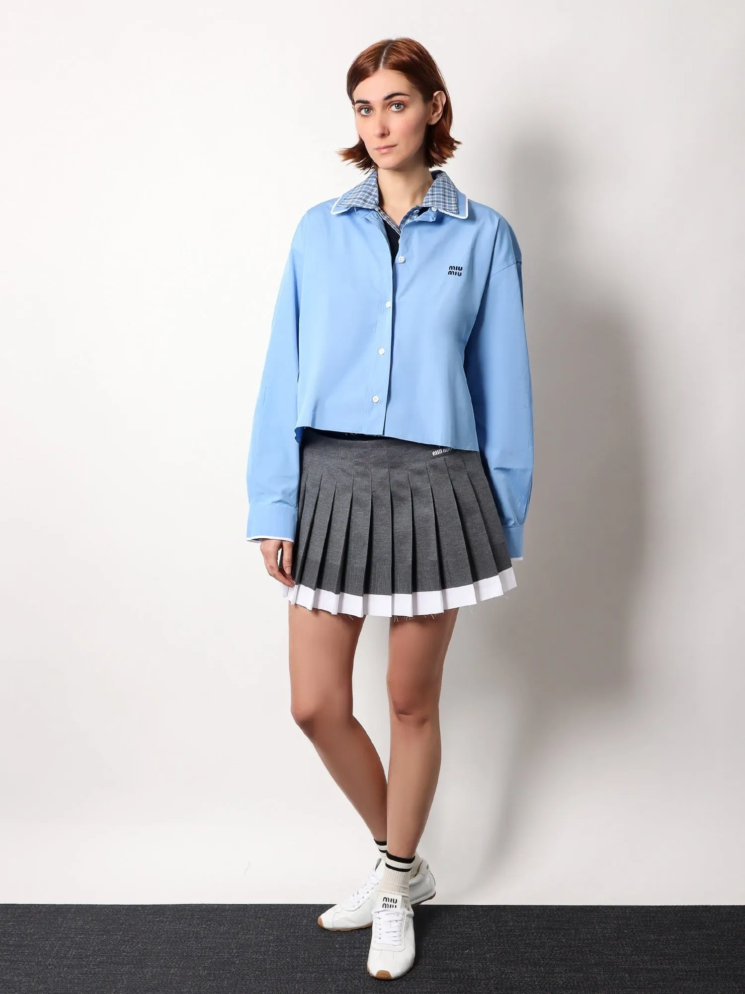 Miu Miu Recycled silk pleated skirt sold by Siebentaschen product image thumbnail 2
