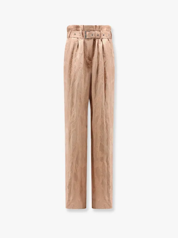 Dries Van Noten Damasked linen and viscose trouser with belt sold by Siebentaschen