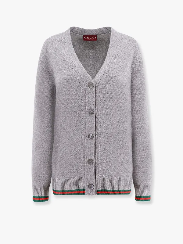 Gucci Wool and cashmere cardigan with web detail sold by Siebentaschen