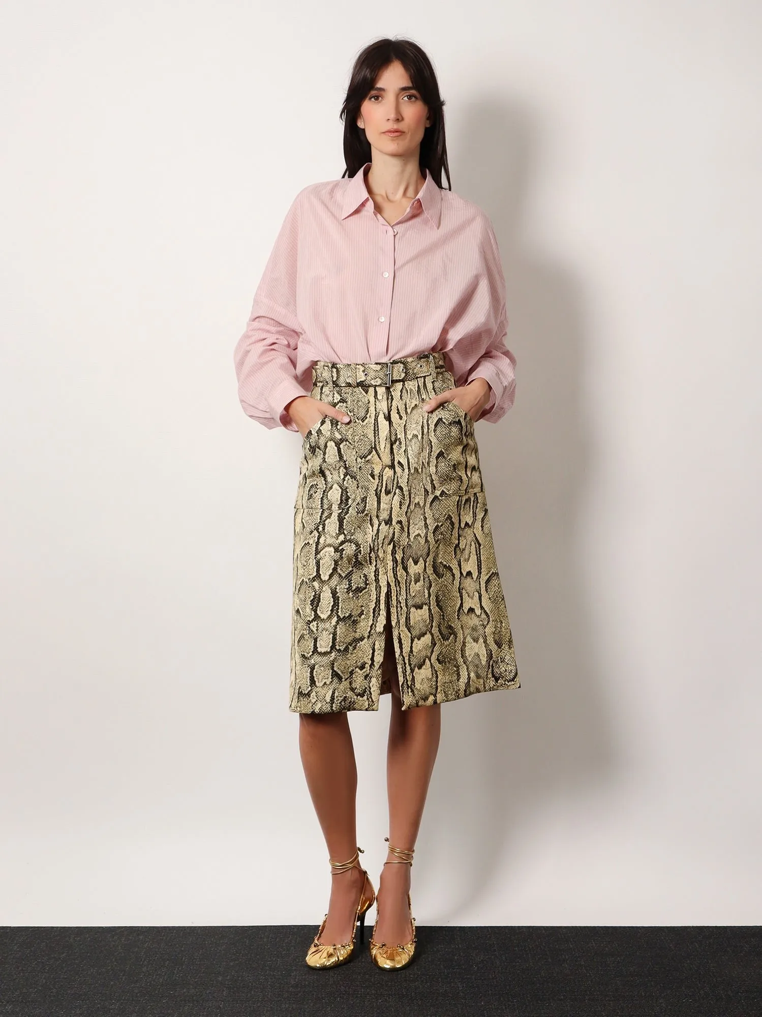 Dries Van Noten Sheraz viscose and cotton skirt with reptile print sold by Siebentaschen product image thumbnail 2