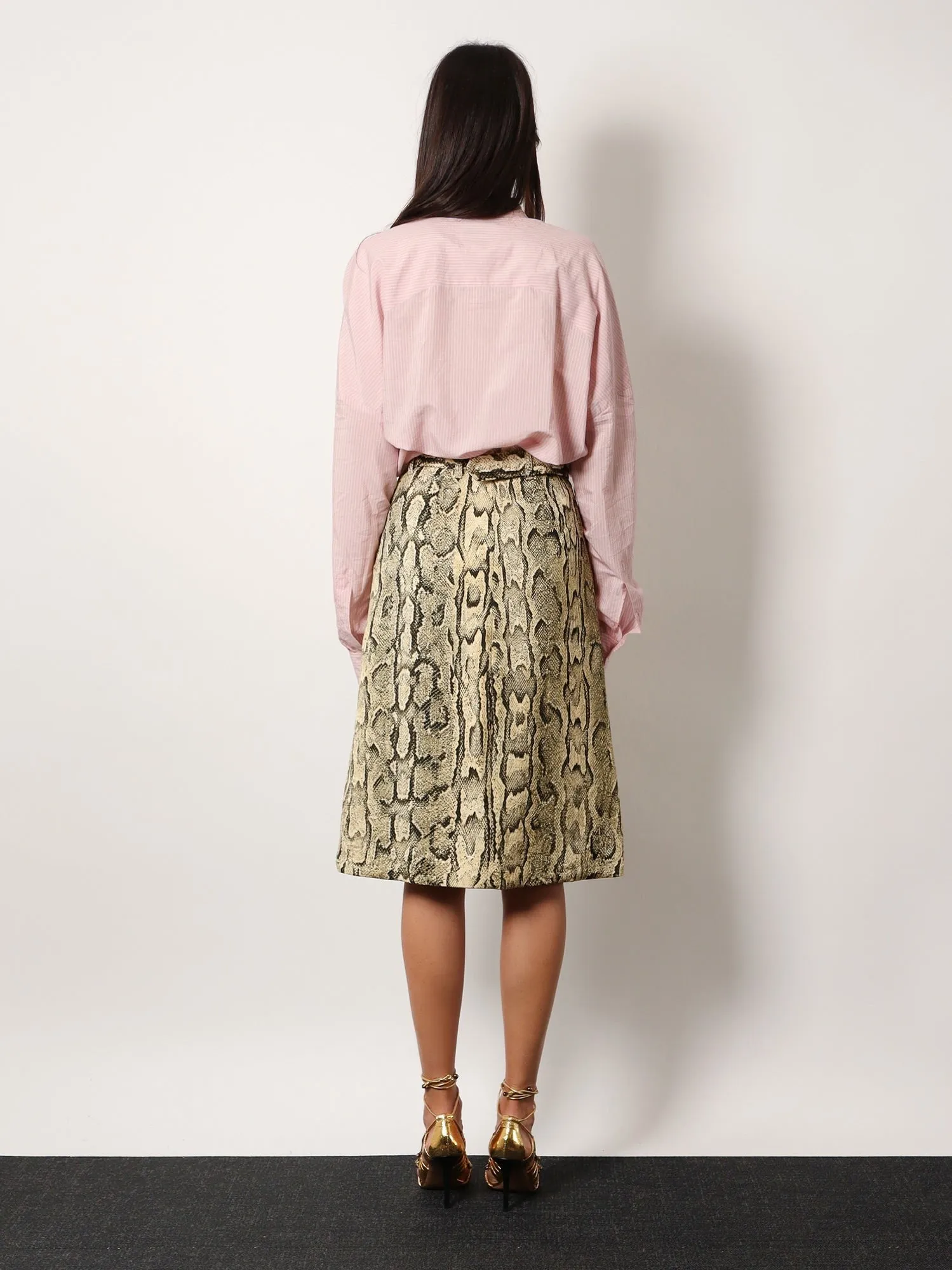 Dries Van Noten Sheraz viscose and cotton skirt with reptile print sold by Siebentaschen product image thumbnail 3