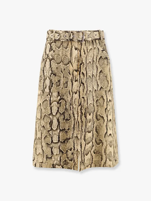 Dries Van Noten Sheraz viscose and cotton skirt with reptile print sold by Siebentaschen