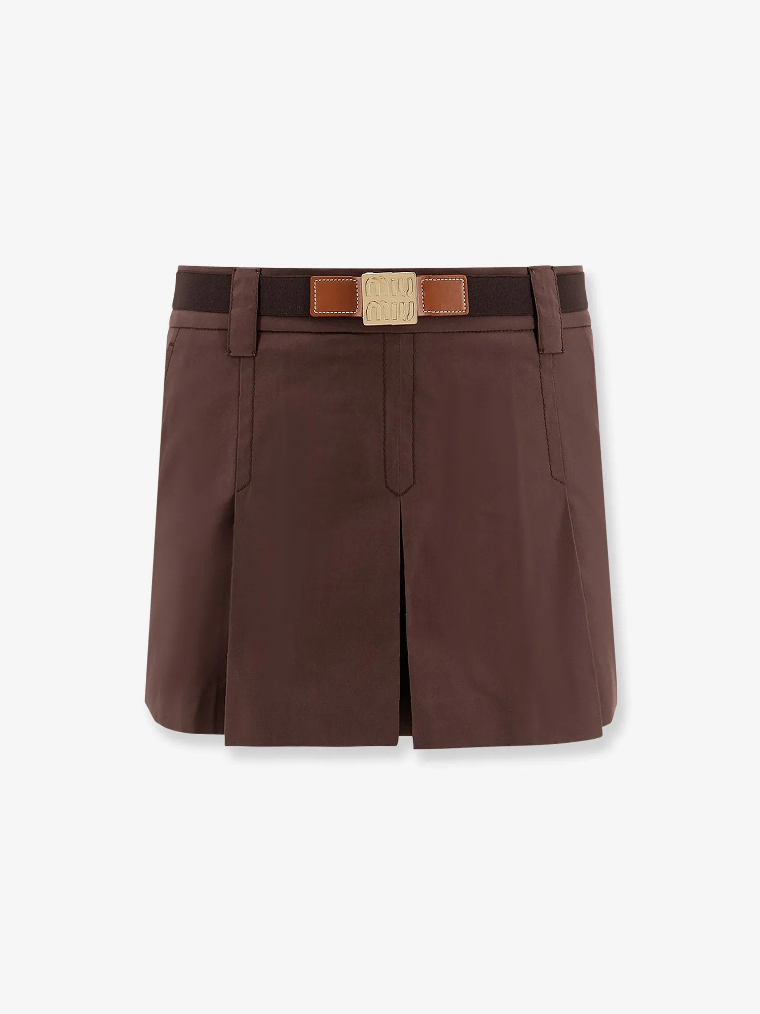Miu Miu Panama pleated mini skirt with belt sold by Siebentaschen product image thumbnail 4