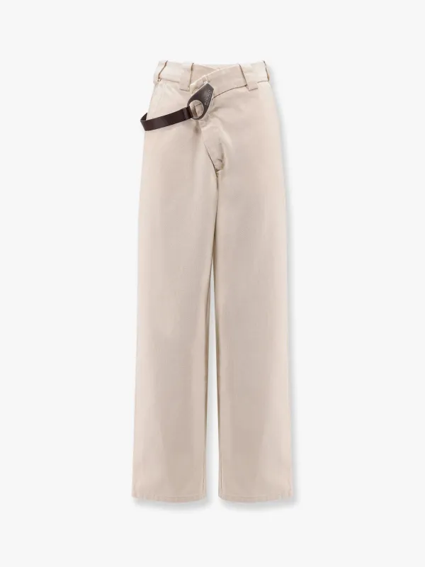 Pinko Reimagine by Pinko X Patrick McDowell cotton trousers with crossover and belt made by Pinko