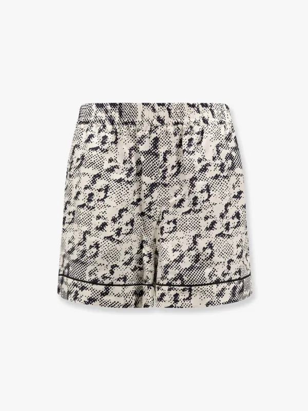 Tory Burch Silk shorts with pixelated logo print made by Tory Burch