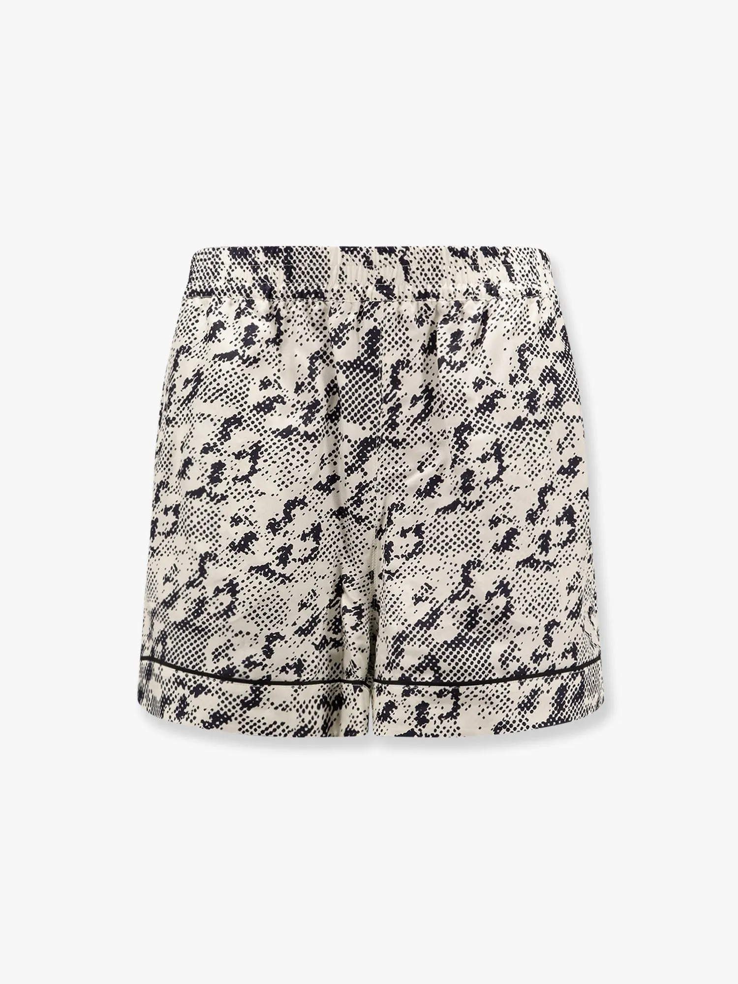 Tory Burch Silk shorts with pixelated logo print sold by Siebentaschen