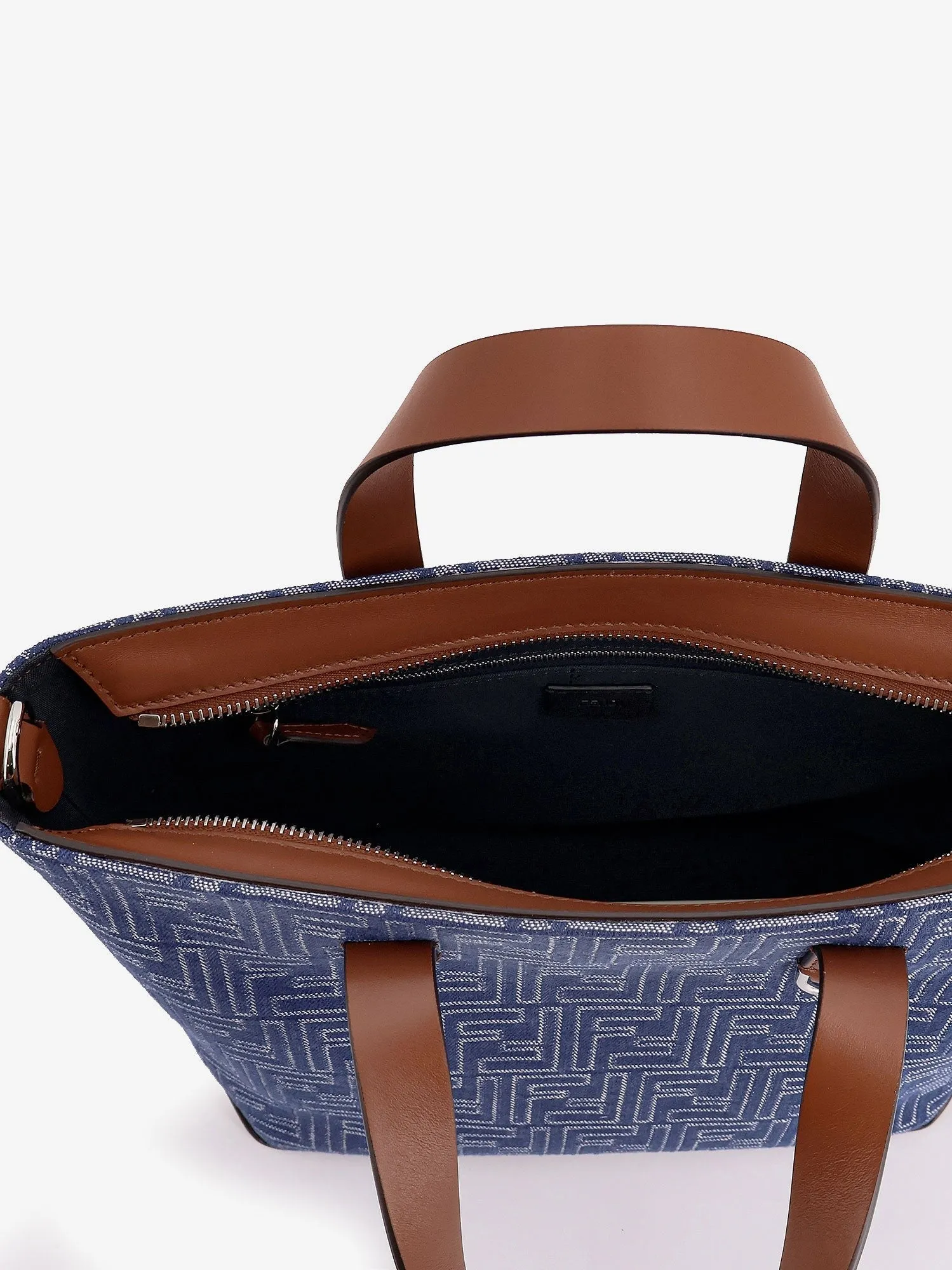 Fendi FF jacquard fabric and leather shopping bag sold by Siebentaschen product image thumbnail 5