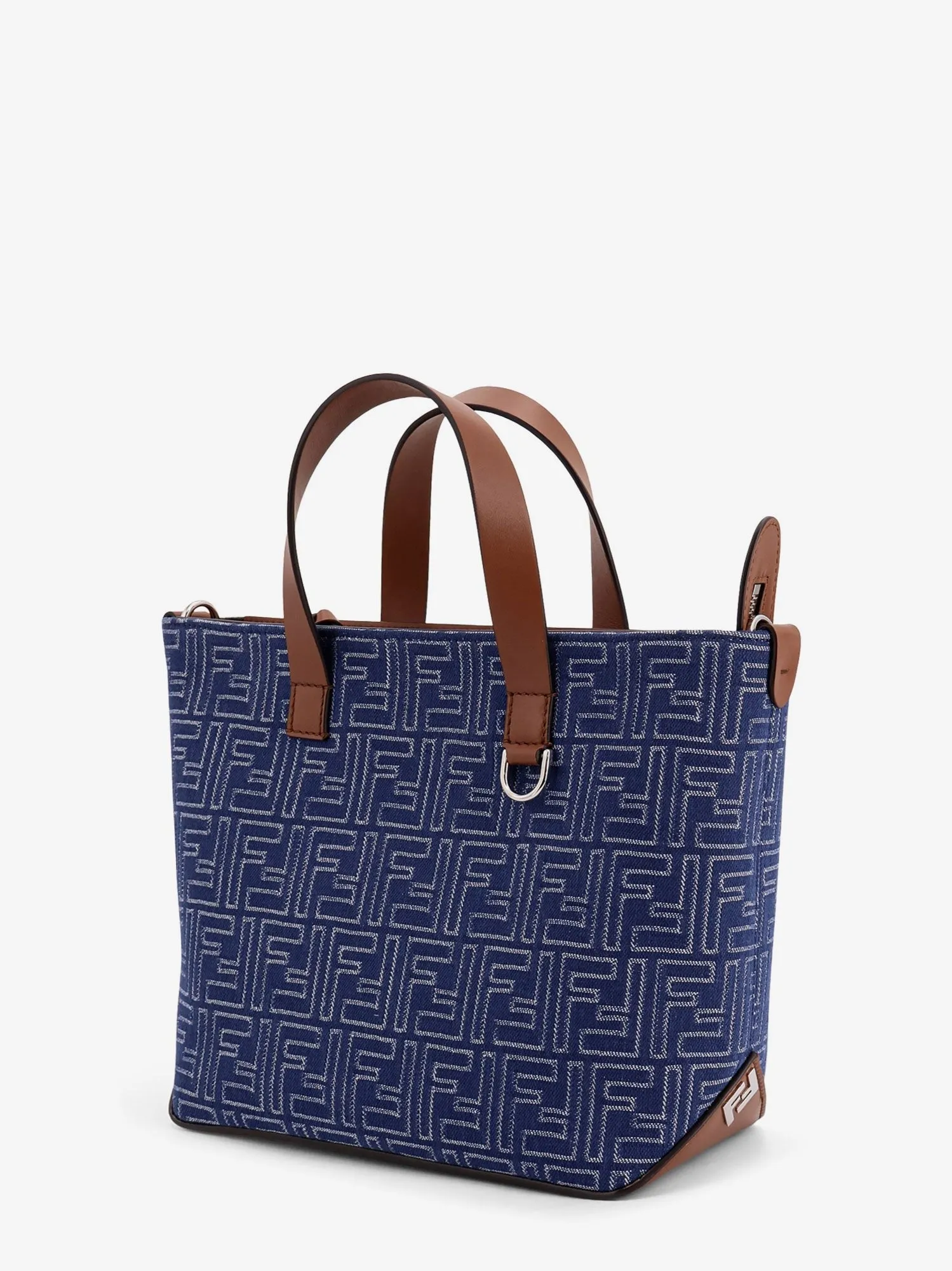 Fendi FF jacquard fabric and leather shopping bag sold by Siebentaschen product image thumbnail 3