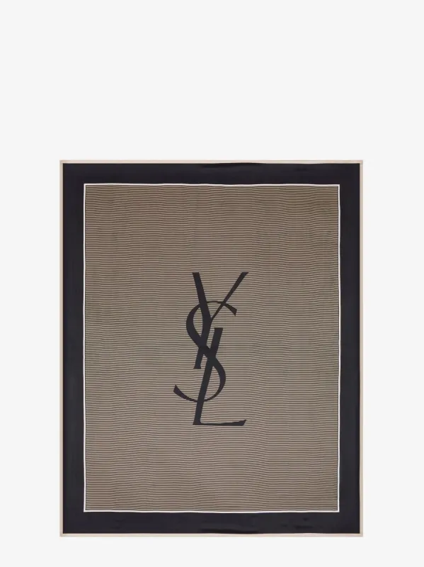 Saint Laurent Cassandre striped silk charmeuse stole sold by Siebentaschen