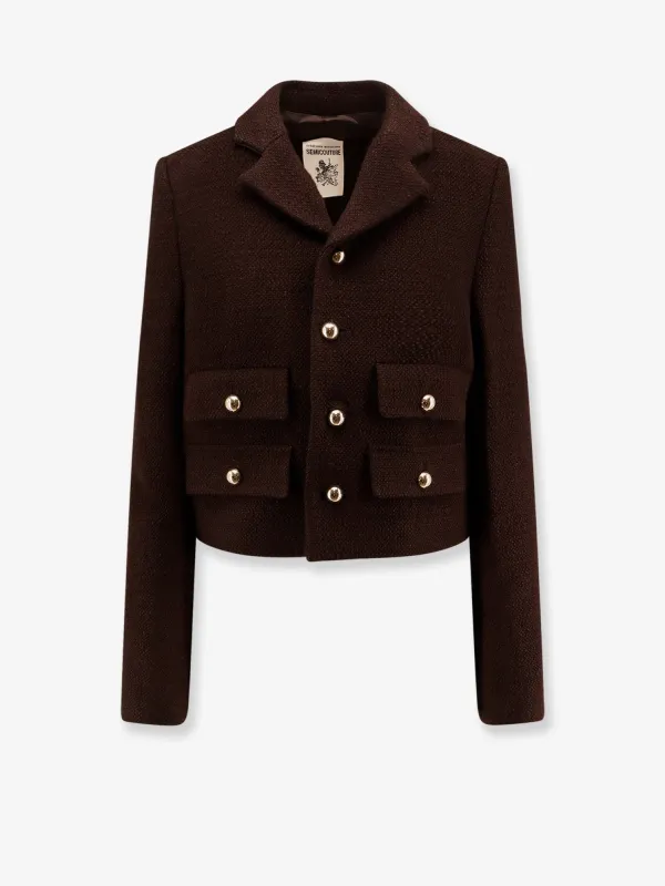 Semicouture Wool blend blazer with metal buttons sold by Siebentaschen