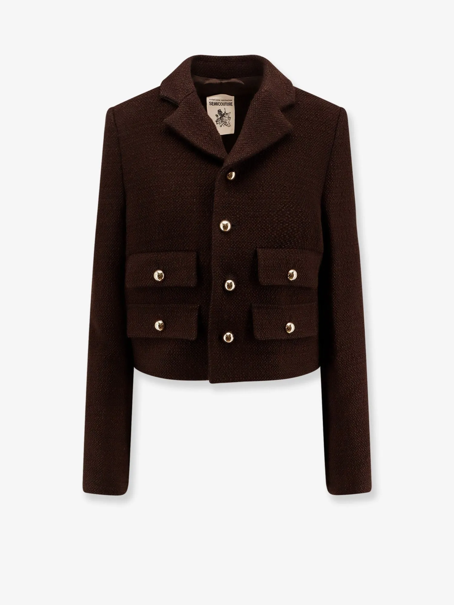 Semicouture Wool blend blazer with metal buttons sold by Siebentaschen