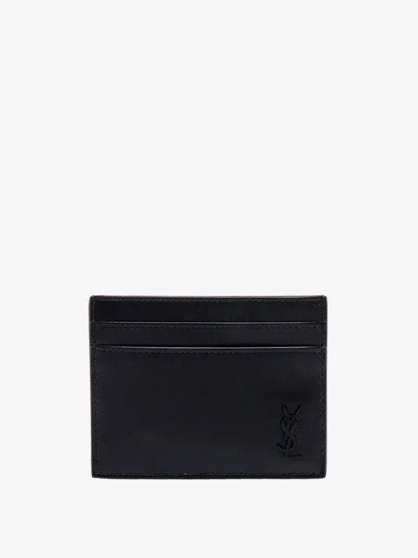Saint Laurent Leather card holder with frontal monogram sold by Siebentaschen