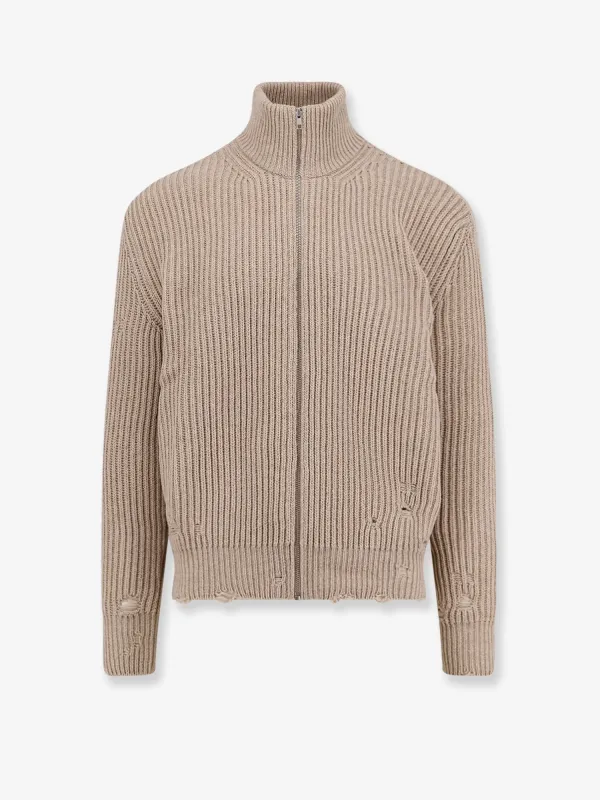 MM6 MAISON MARGIELA Wool blend cardigan with distressed effect sold by Siebentaschen