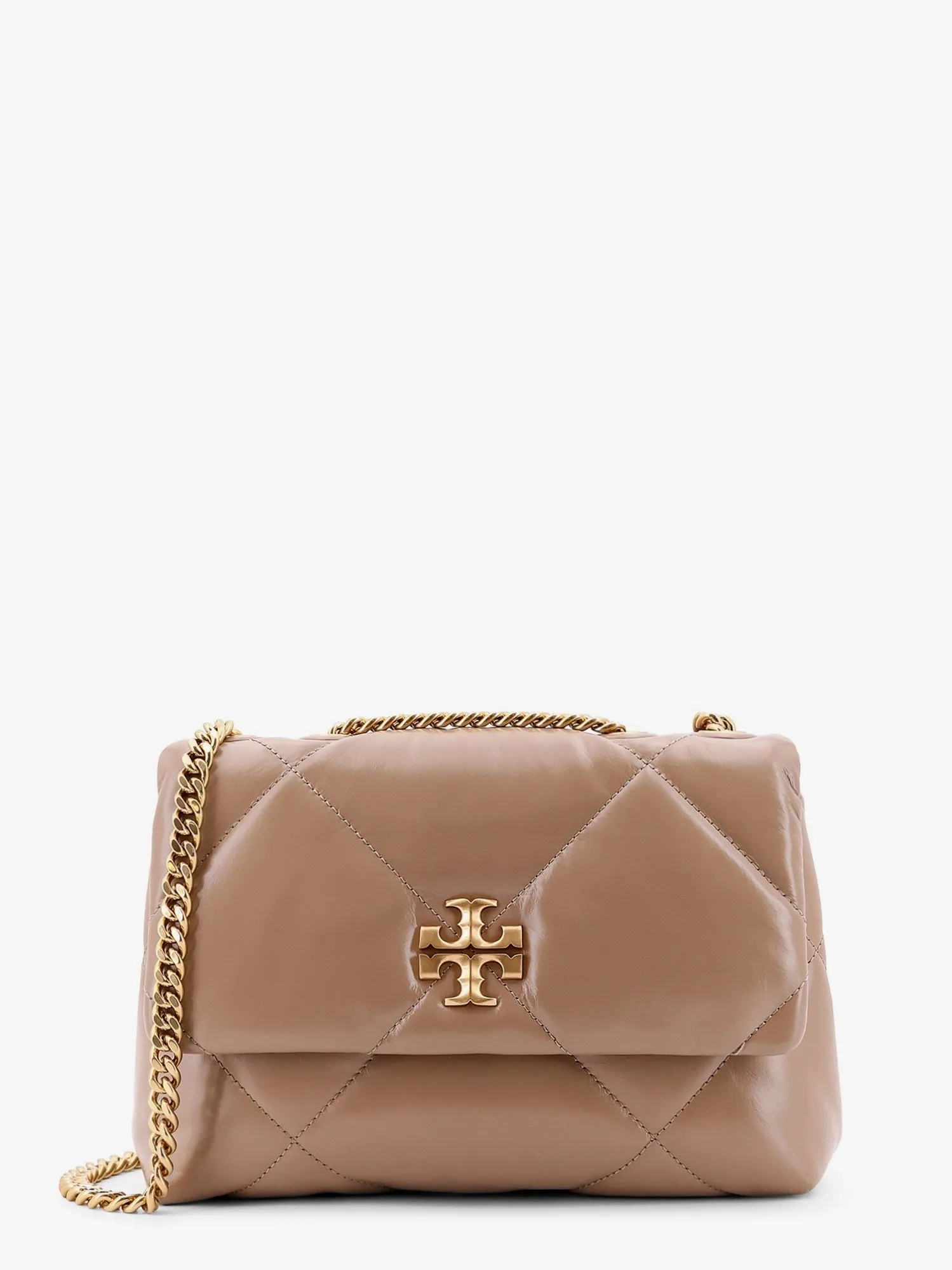 Tory Burch Kira matelassé leather shoulder bag with metal logo sold by Siebentaschen