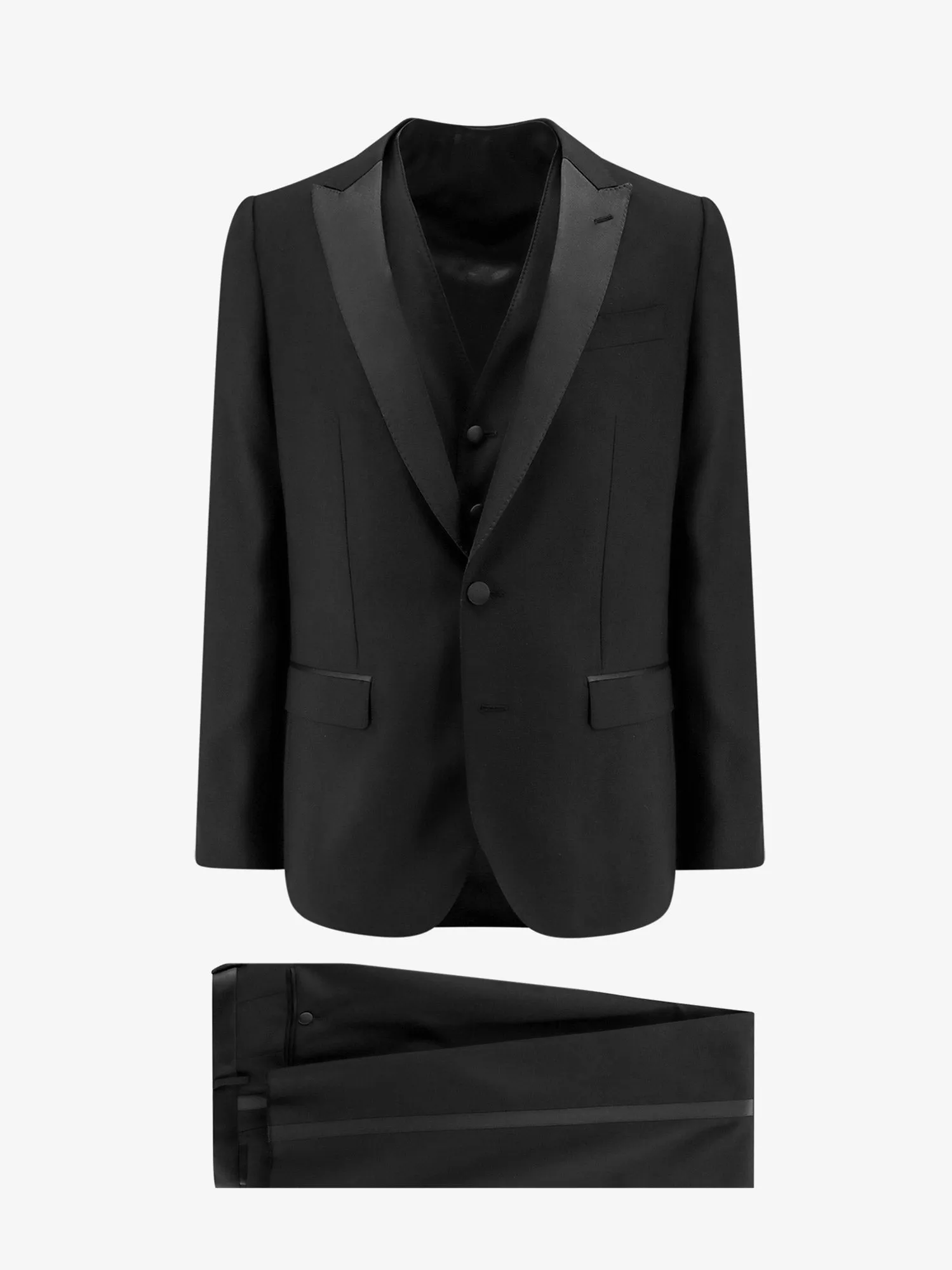 Dolce & Gabbana Virgin wool blend tuxedo with gilet and satin profiles sold by Siebentaschen