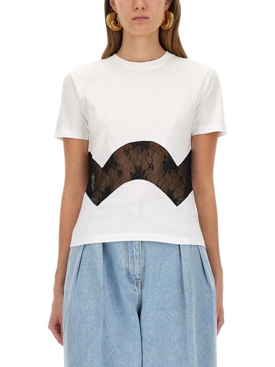 NINA RICCI JERSEY T-SHIRT WITH LACE INSERT sold by Siebentaschen